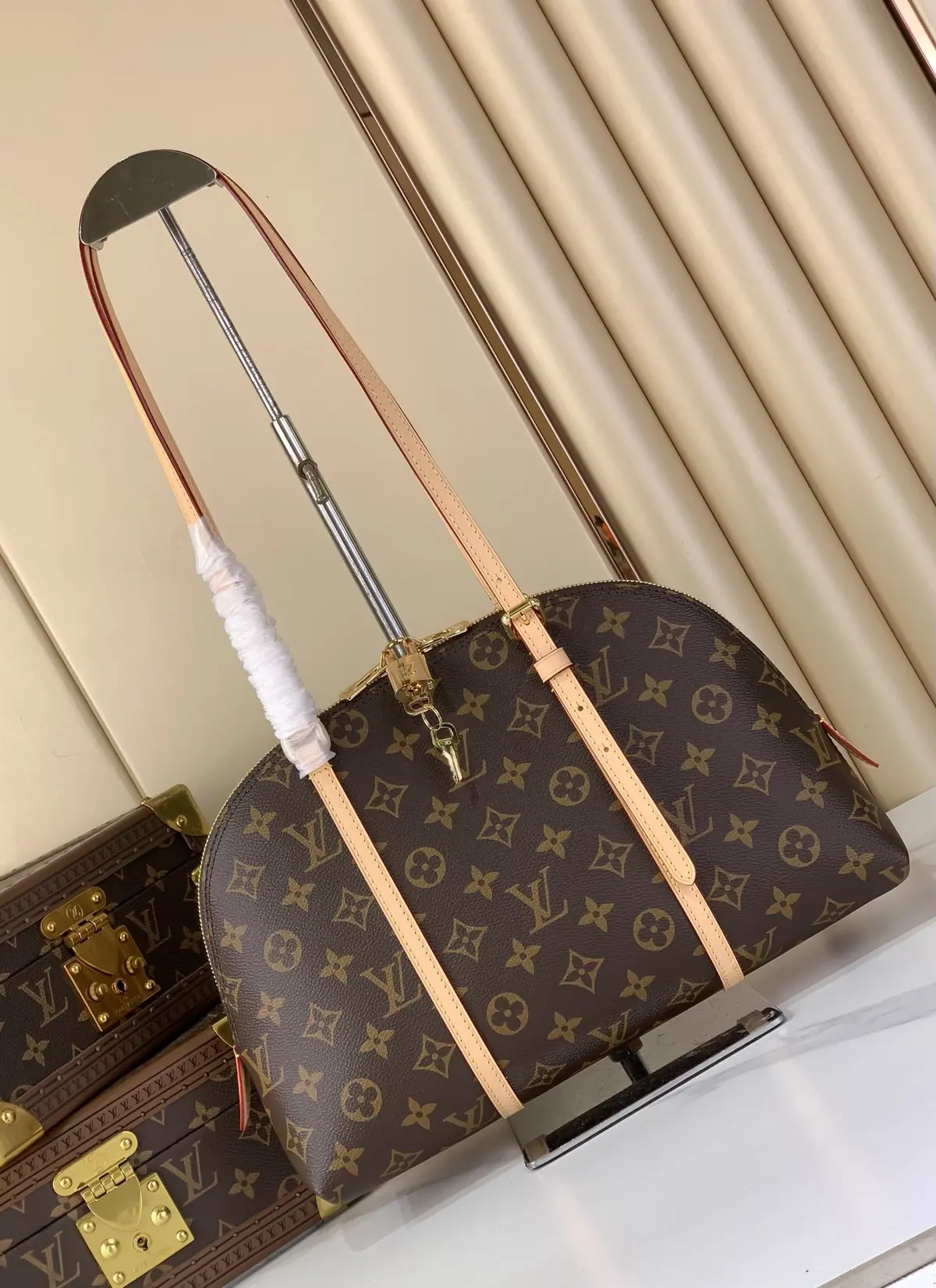 LV Style Beige Leather Top Handle Bag Lookbook Reference image 1