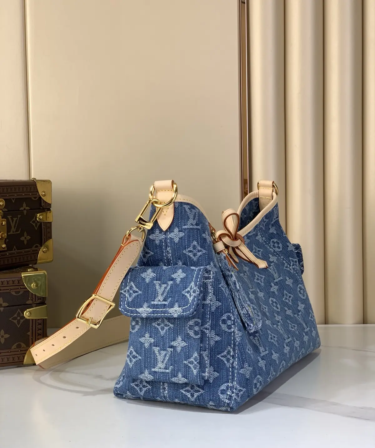 LV Style Beige Leather Top Handle Bag Lookbook Reference image 2