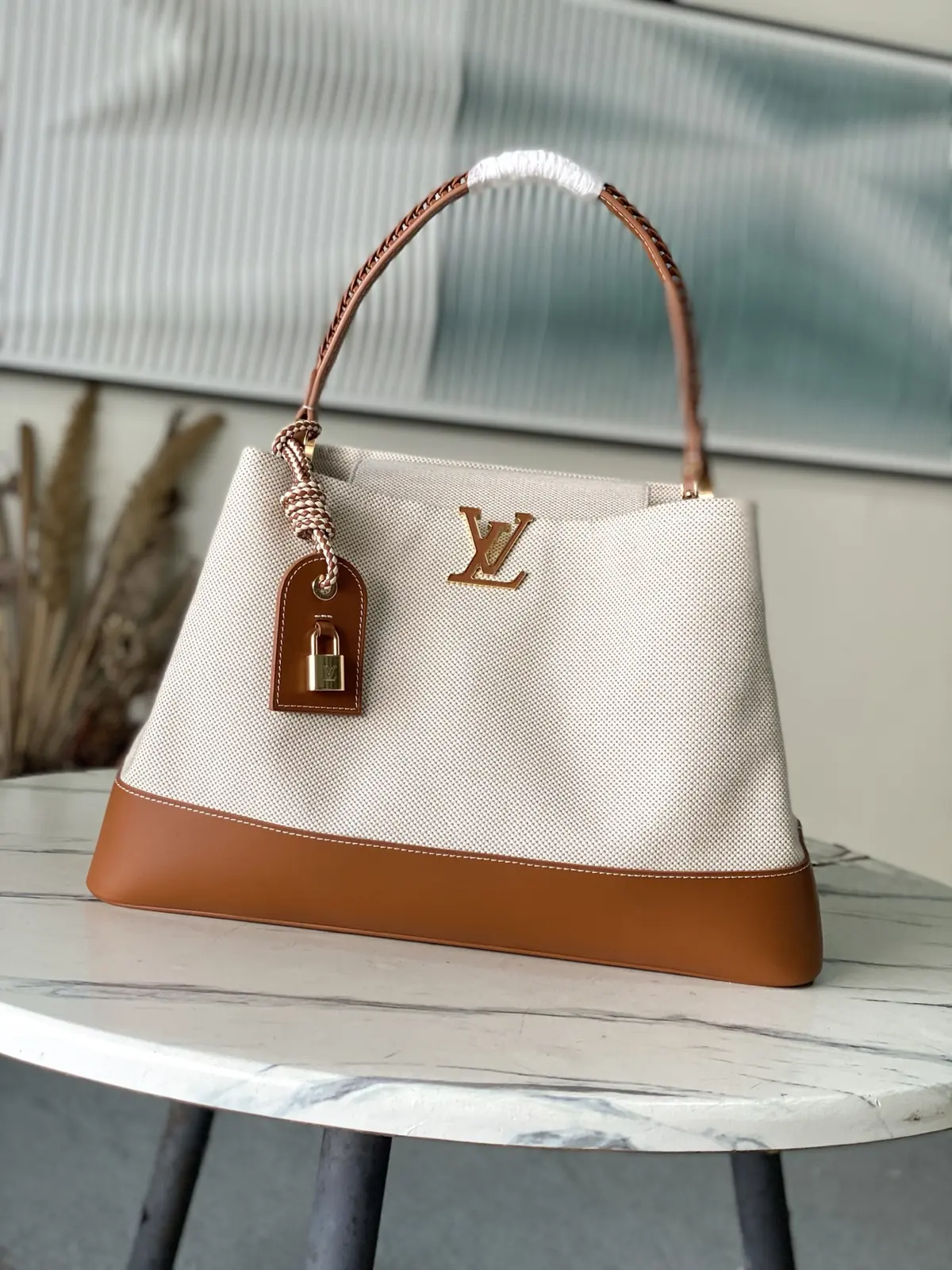 LV Style Beige Leather Top Handle Bag style reference detail image 1 from source 787675