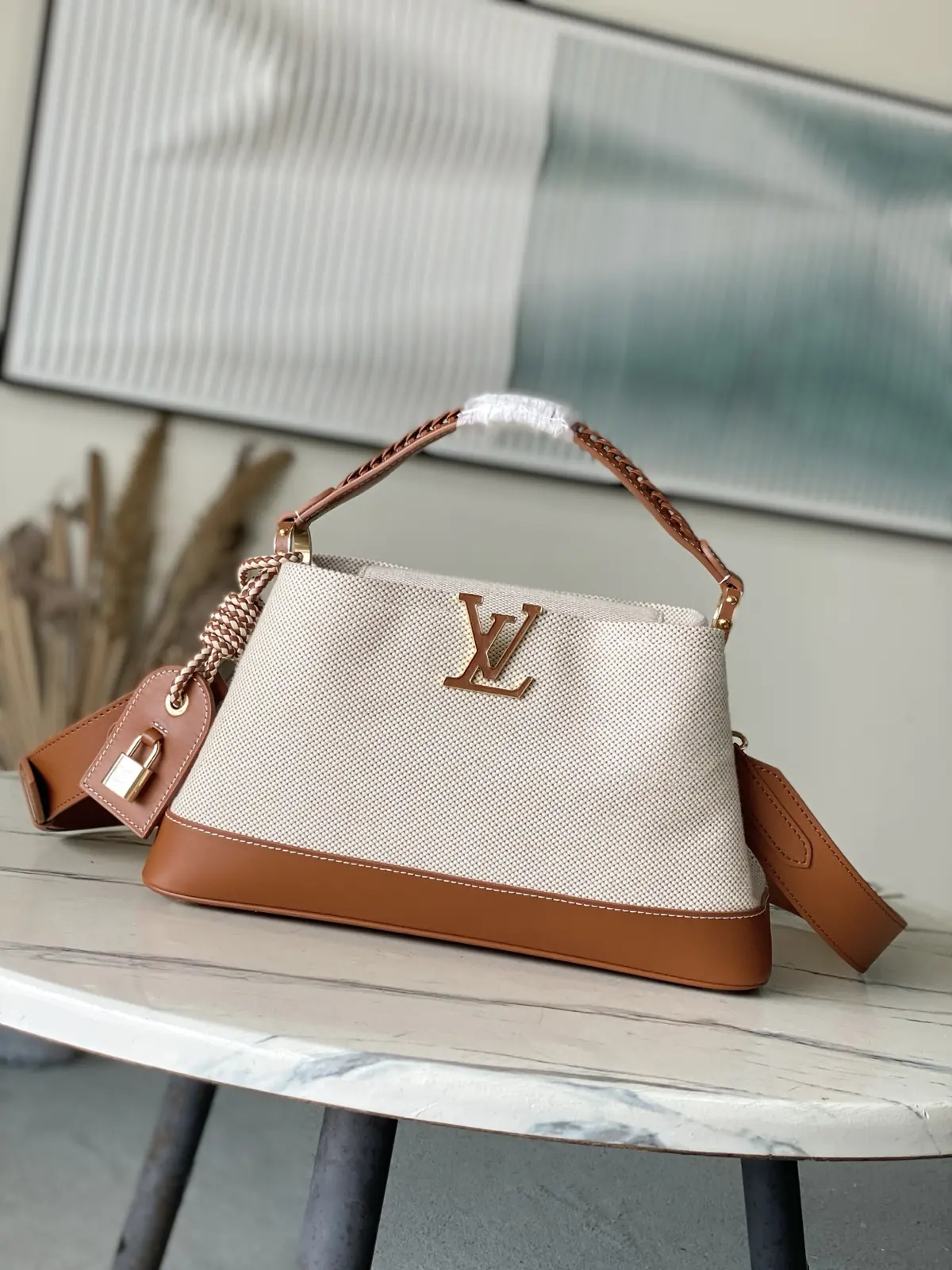 LV Style Beige Leather Top Handle Bag style reference detail image 1 from source 787676
