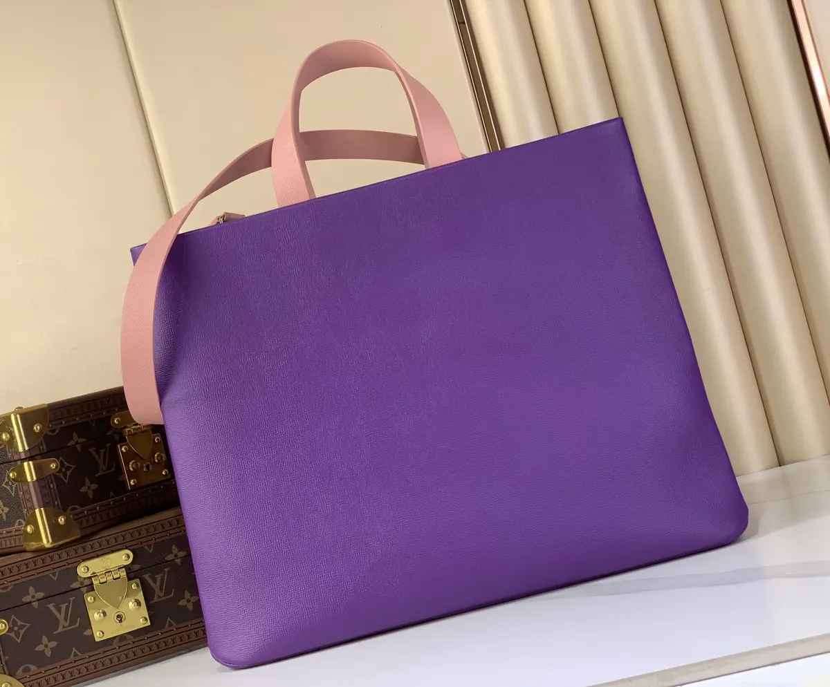 LV Style Beige Leather Tote Bag Lookbook Reference image 3