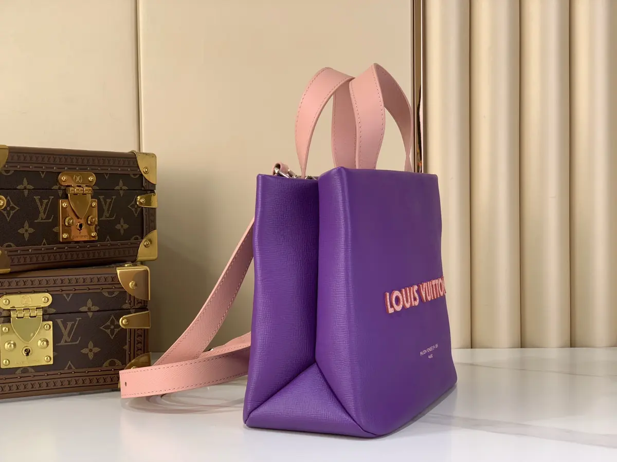 LV Style Beige Leather Tote Bag Lookbook Reference image 2
