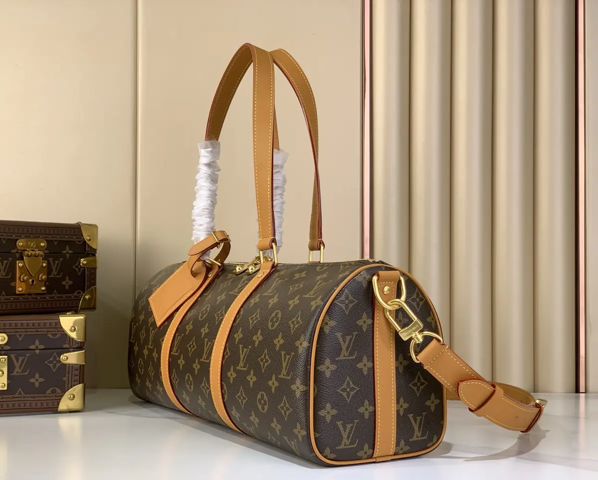 LV Style Beige Leather Travel Bag Lookbook Reference image 2