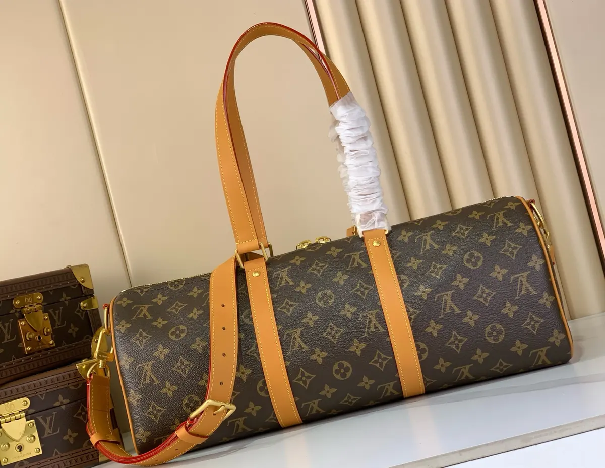 LV Style Beige Leather Travel Bag Lookbook Reference image 3
