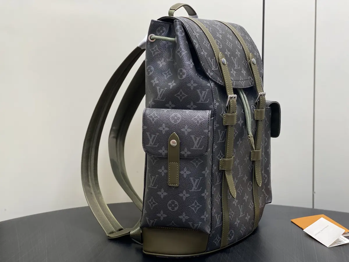 LV Style Black Leather Backpack Bags detail image 2 from source 787685