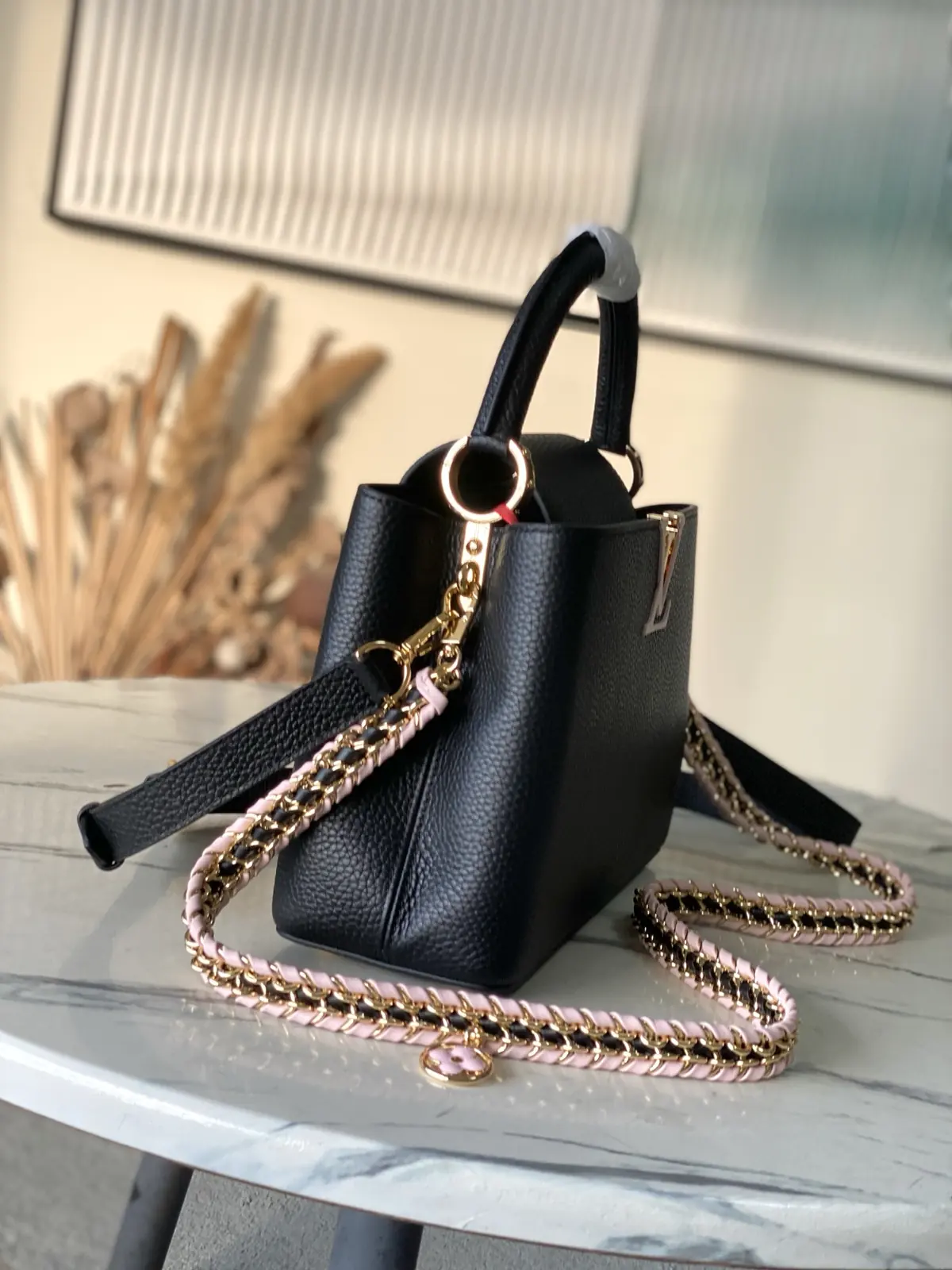 LV Style Black Leather Top Handle Bag style reference detail image 2 from source 787663