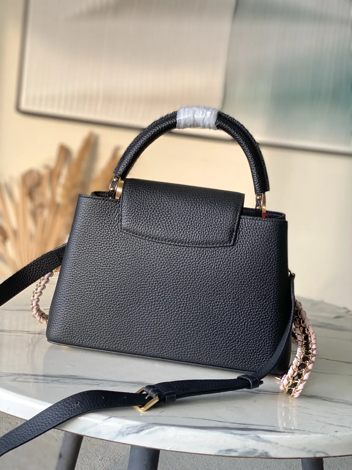 LV Style Black Leather Top Handle Bag style reference detail image 3 from source 787663