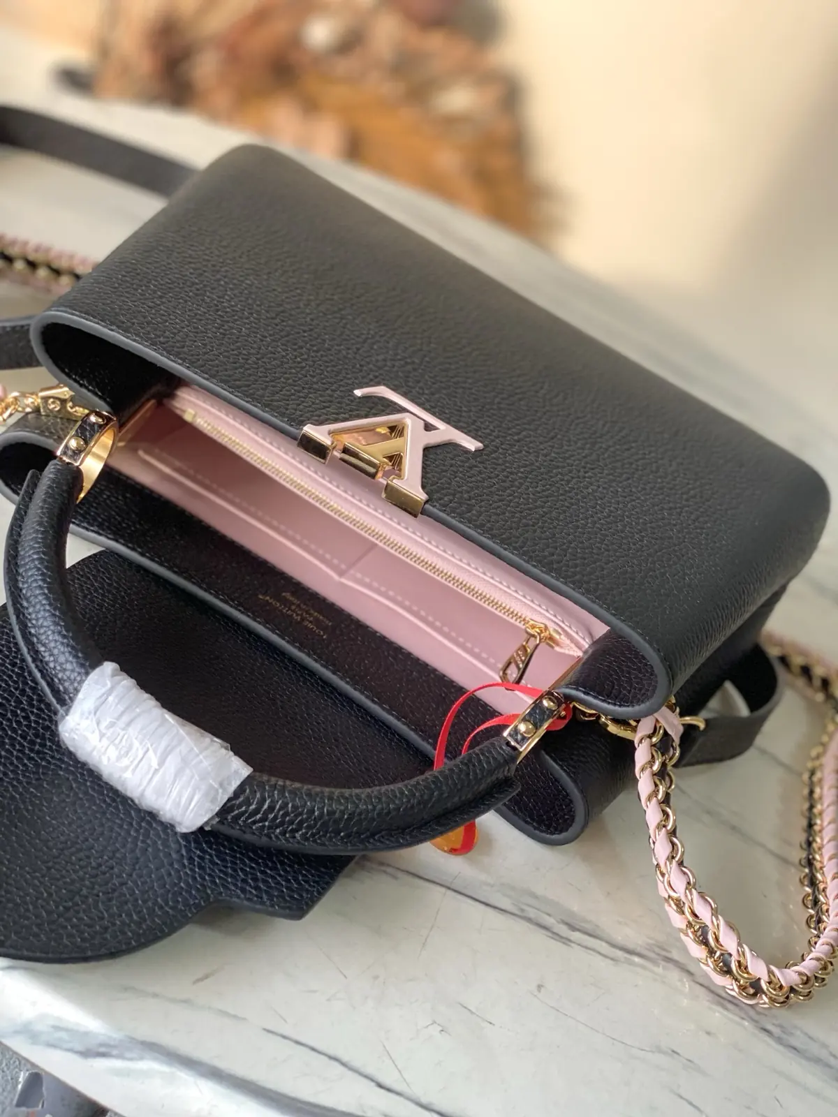 LV Style Black Leather Top Handle Bag style reference detail image 8 from source 787663