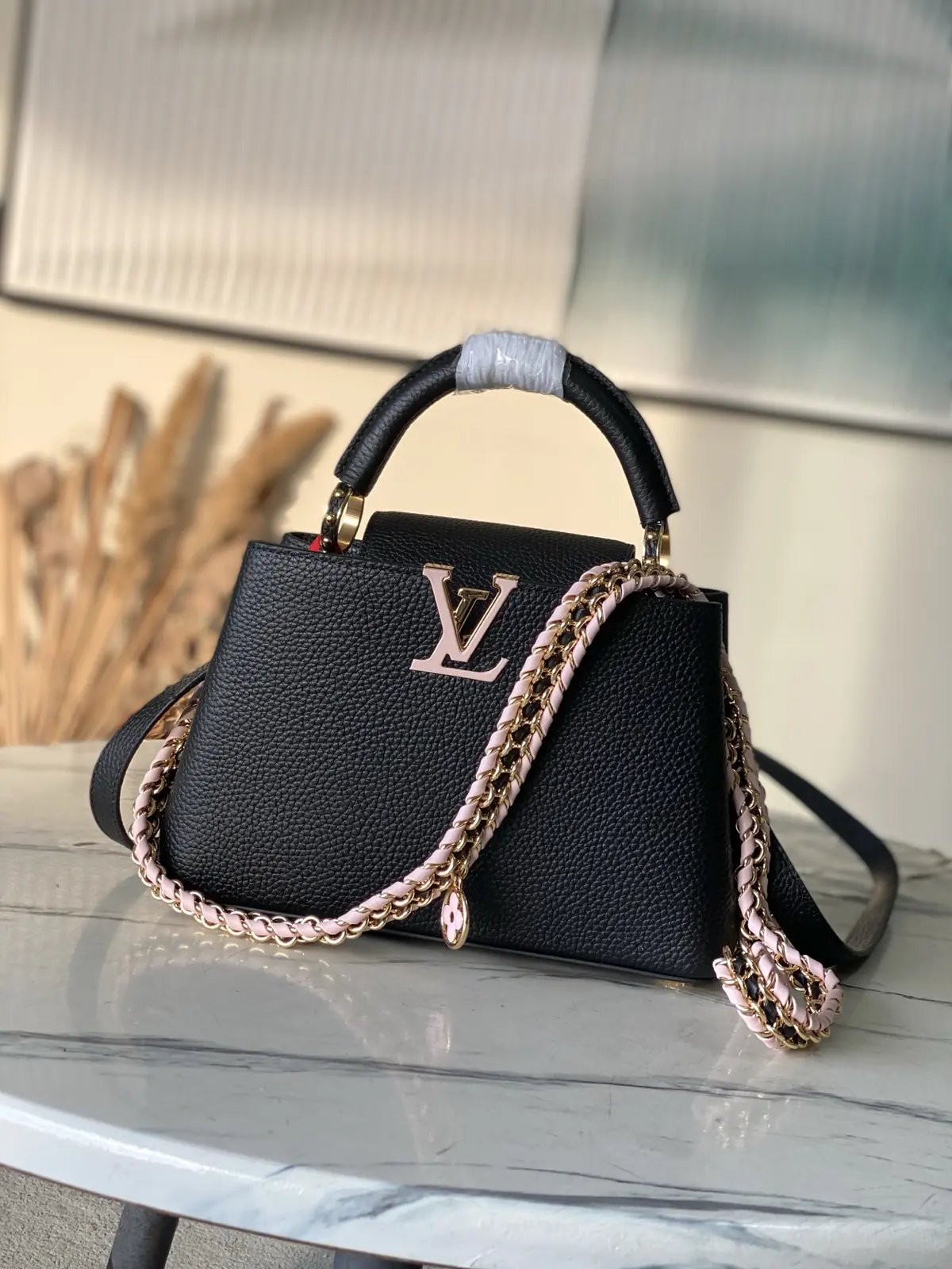 LV Style Black Leather Top Handle Bag style reference detail image 1 from source 787664