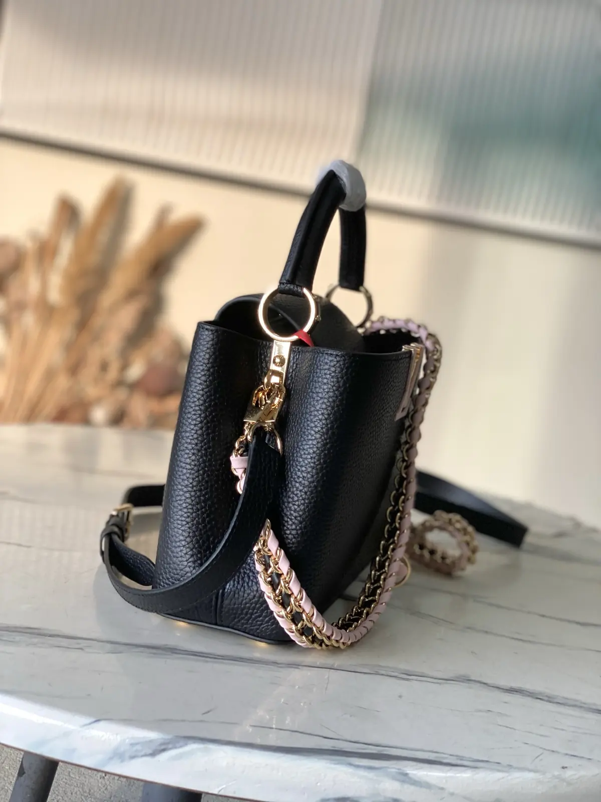 LV Style Black Leather Top Handle Bag style reference detail image 2 from source 787664