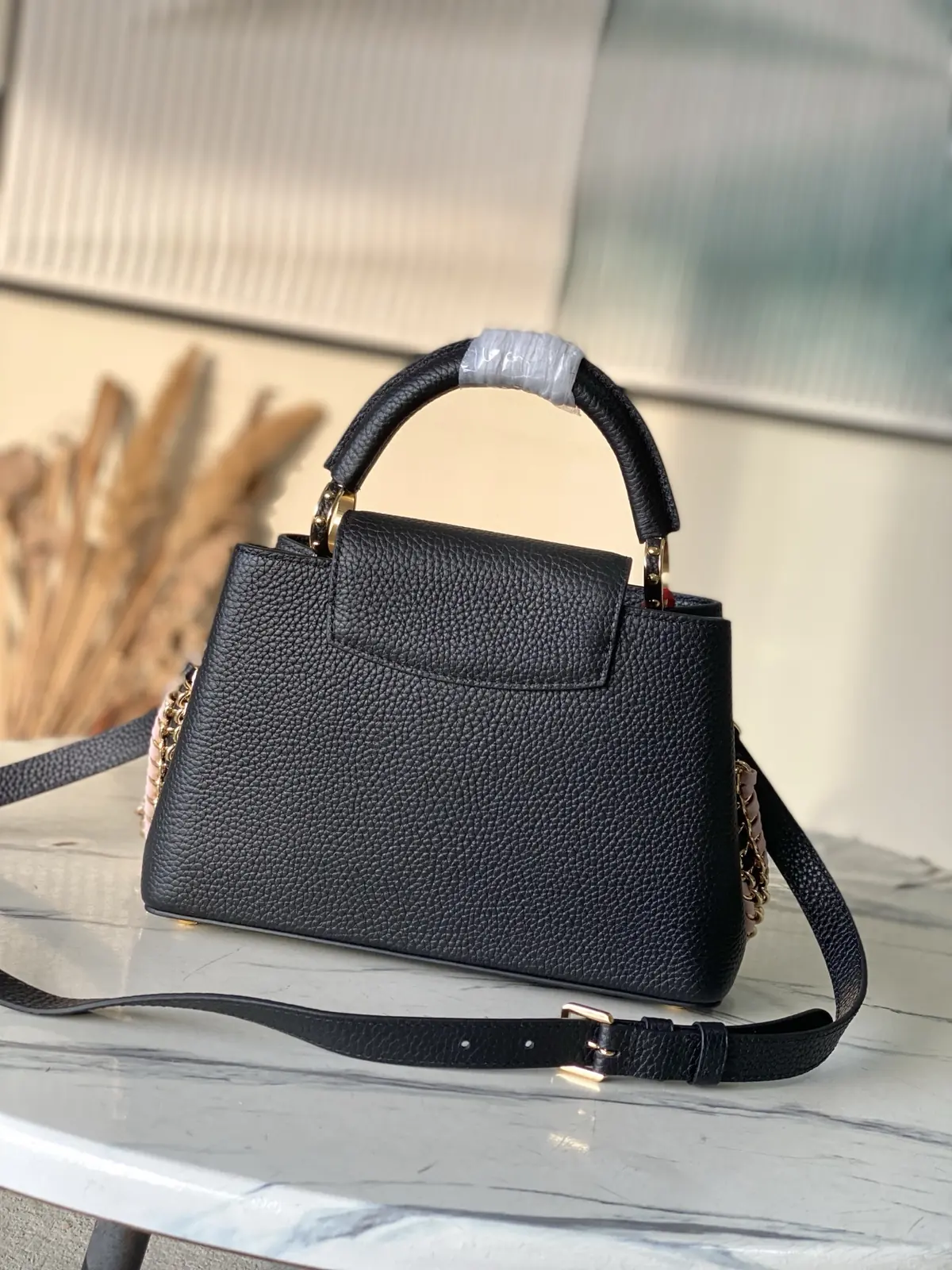 LV Style Black Leather Top Handle Bag style reference detail image 3 from source 787664