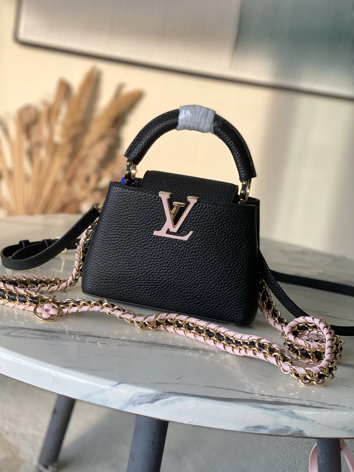 LV Style Black Leather Top Handle Bag style reference detail image 1 from source 787665