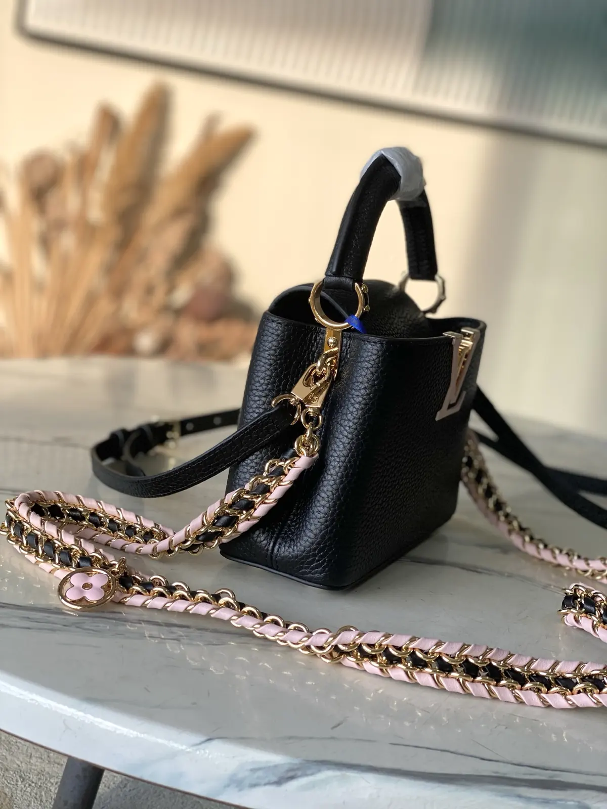 LV Style Black Leather Top Handle Bag style reference detail image 2 from source 787665