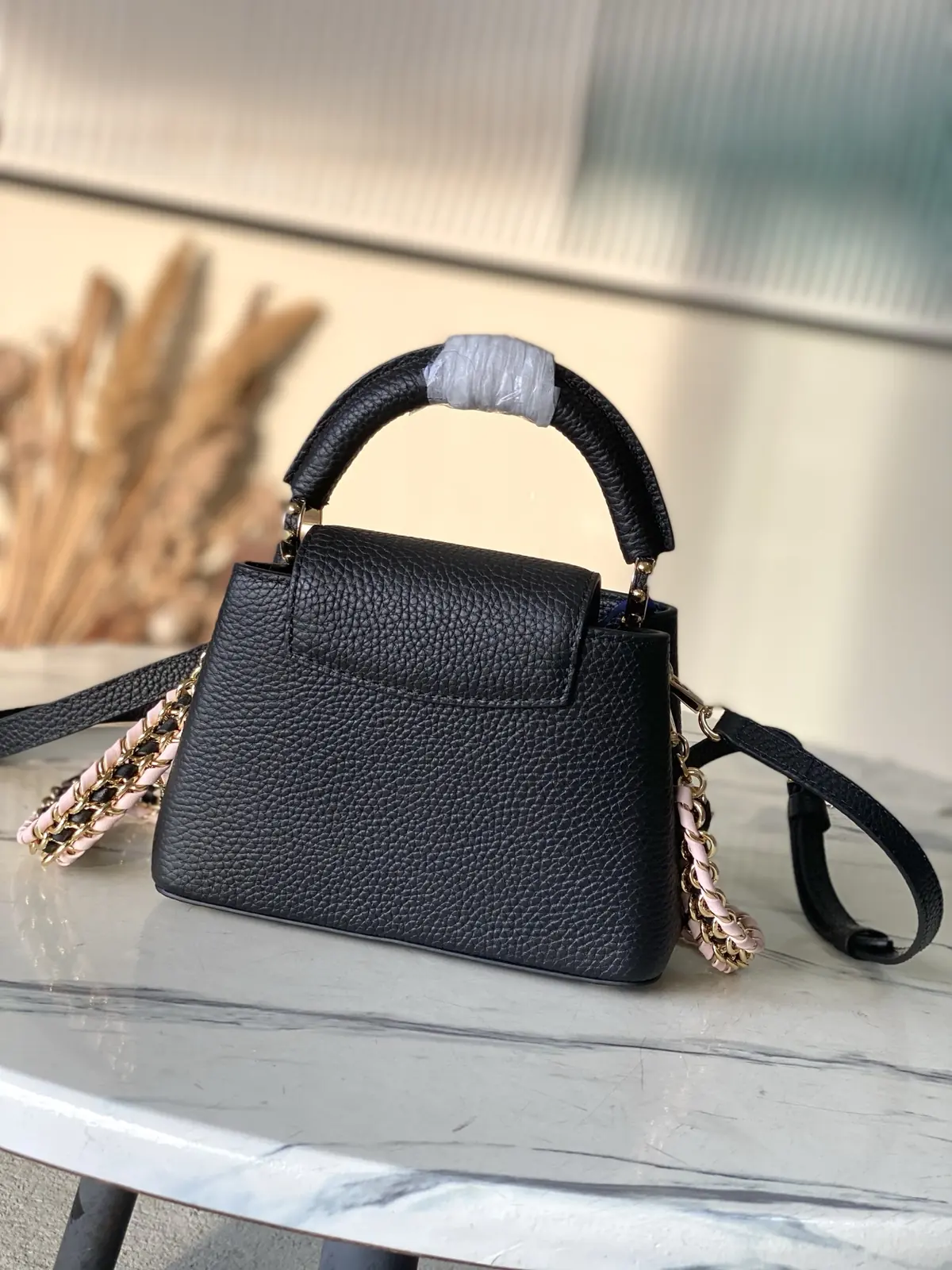 LV Style Black Leather Top Handle Bag style reference detail image 3 from source 787665