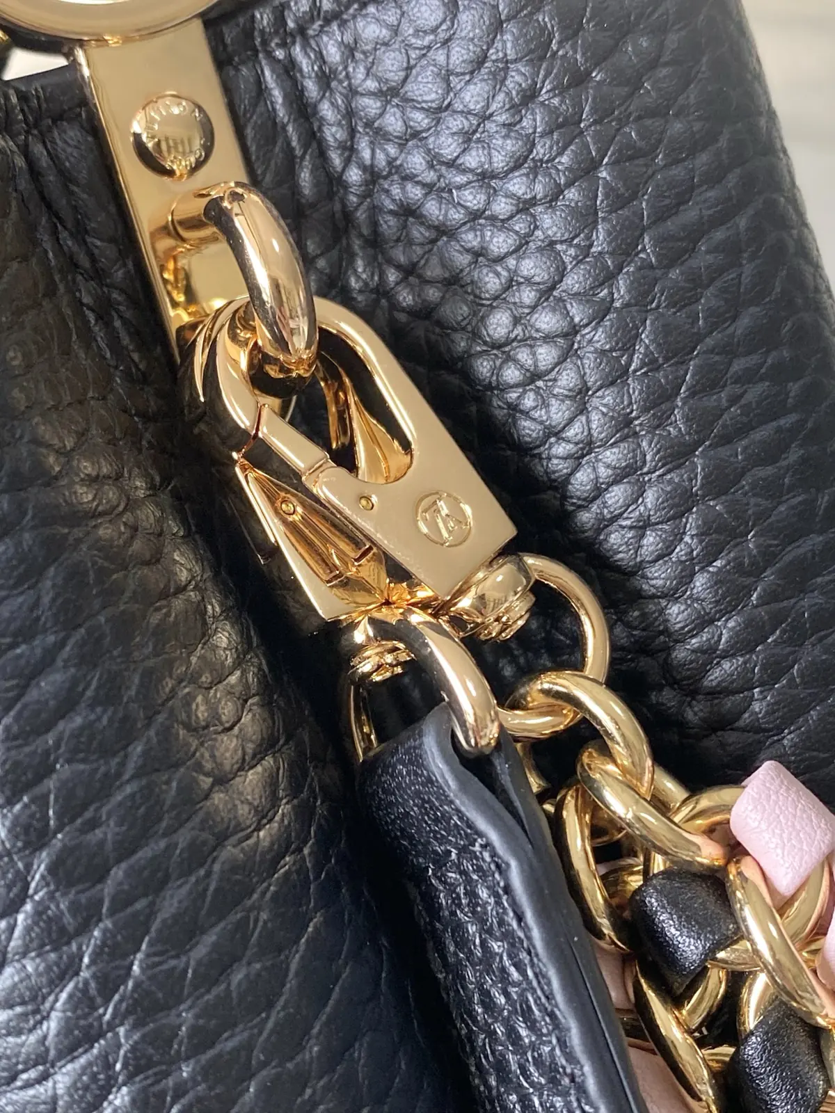 LV Style Black Leather Top Handle Bag style reference detail image 6 from source 787665