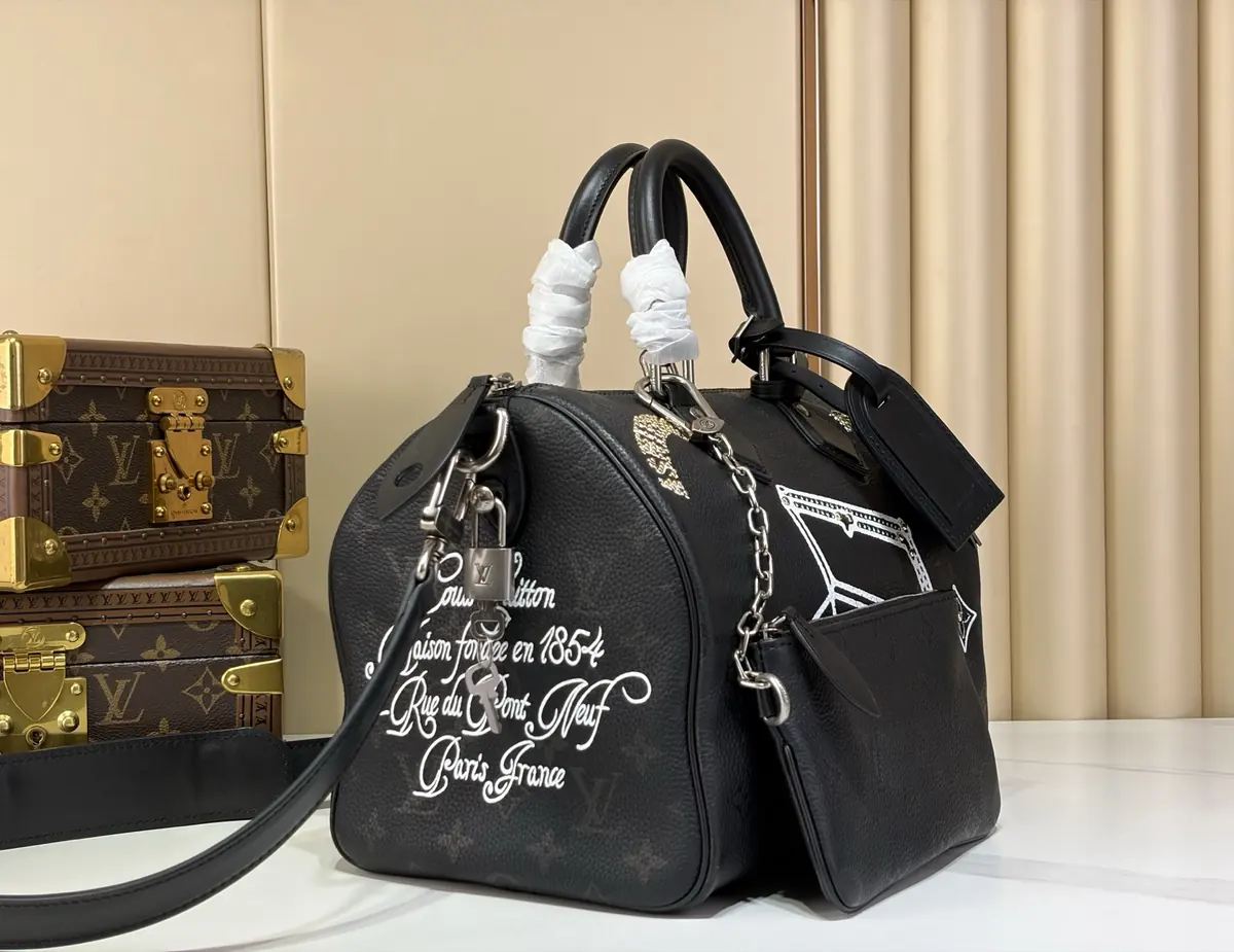 LV Style Black Leather Top Handle Bag style reference detail image 2 from source 787698