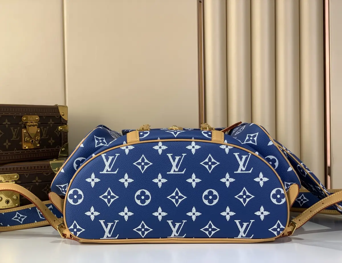 LV Style Blue Leather Backpack Lookbook Reference image 4