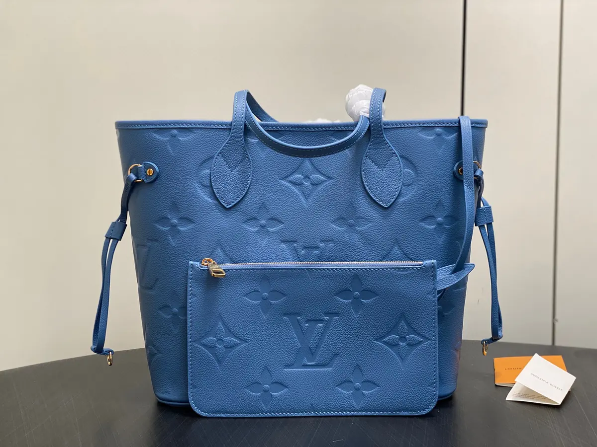 LV Style Blue Leather Tote Bag Lookbook Reference image 2
