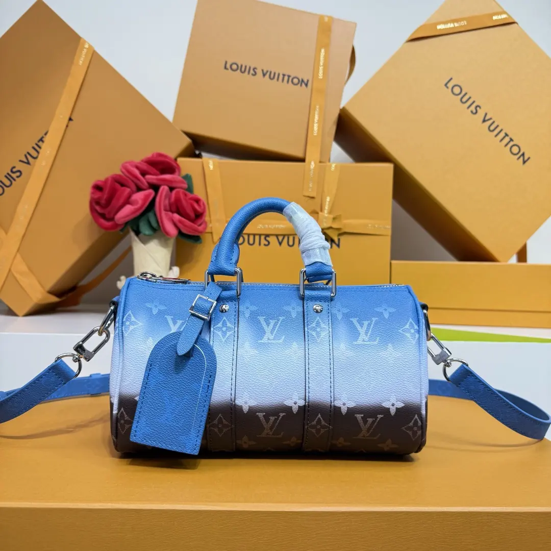 LV Style Blue Leather Travel Bag Lookbook Reference image 1