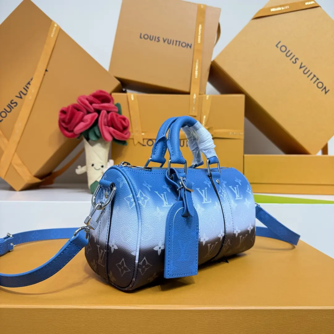 LV Style Blue Leather Travel Bag Lookbook Reference image 2