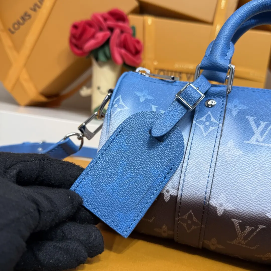 LV Style Blue Leather Travel Bag Lookbook Reference image 5