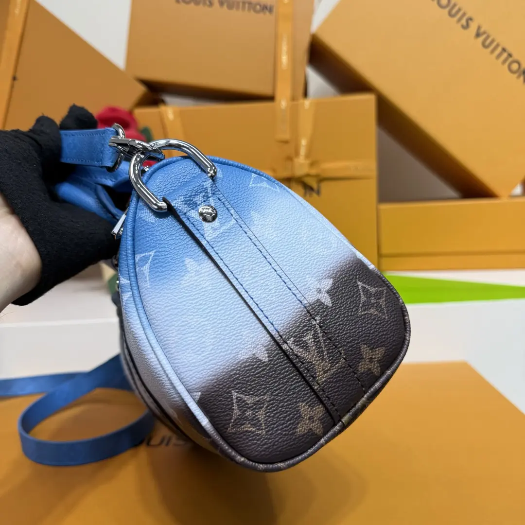 LV Style Blue Leather Travel Bag Lookbook Reference image 6