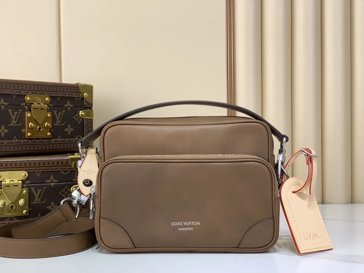 LV Style Brown Leather Messenger Bag Lookbook Reference image 1