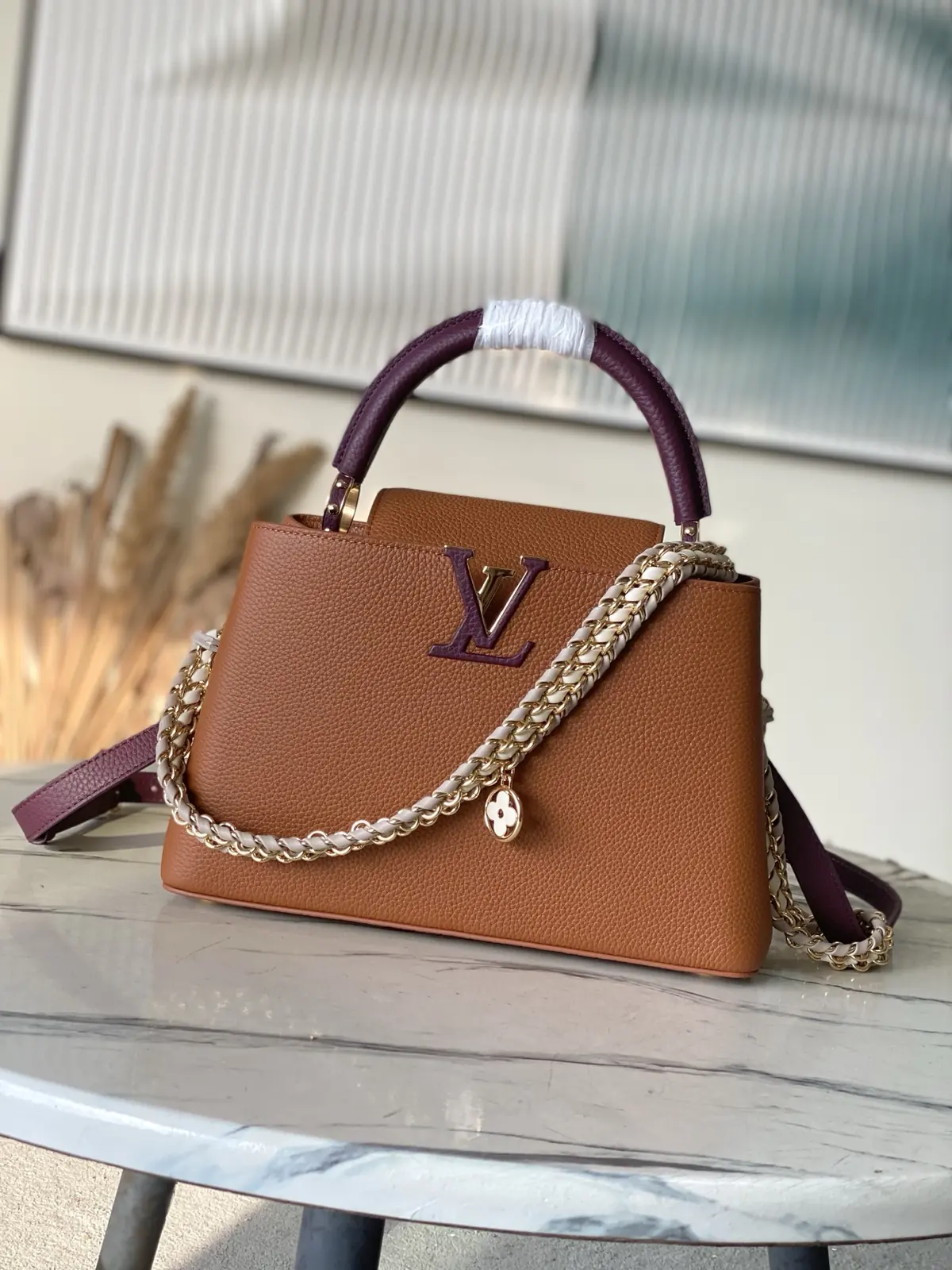 LV Style Brown Leather Top Handle Bag style reference detail image 1 from source 787651