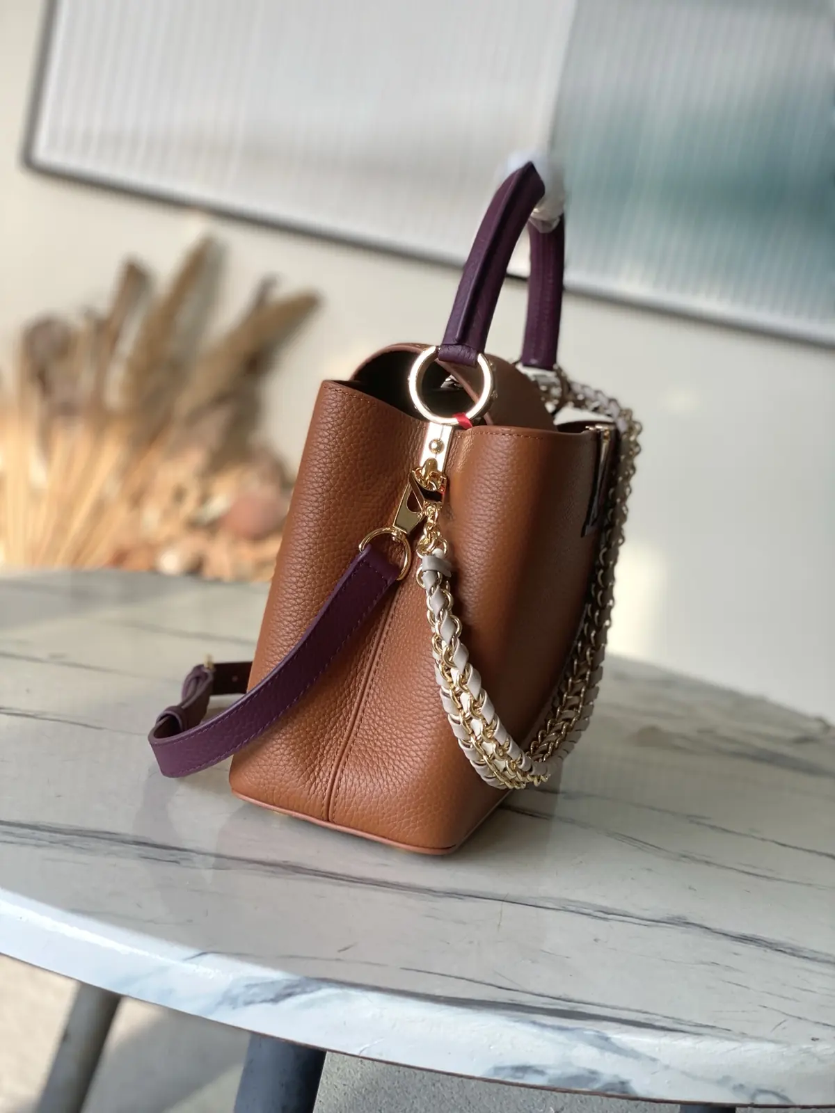 LV Style Brown Leather Top Handle Bag style reference detail image 2 from source 787651