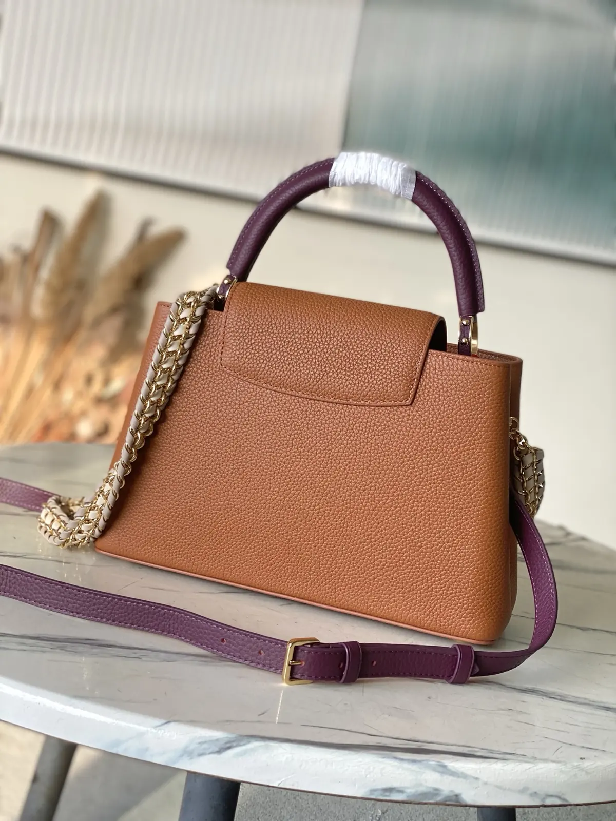 LV Style Brown Leather Top Handle Bag style reference detail image 3 from source 787651