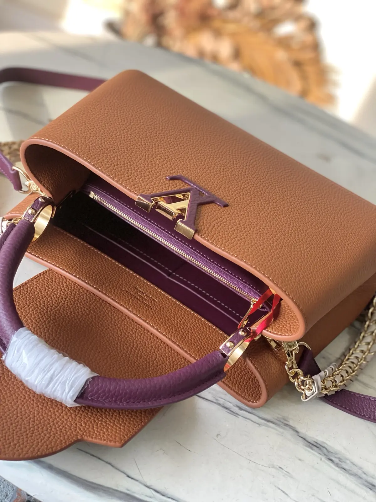 LV Style Brown Leather Top Handle Bag style reference detail image 8 from source 787651