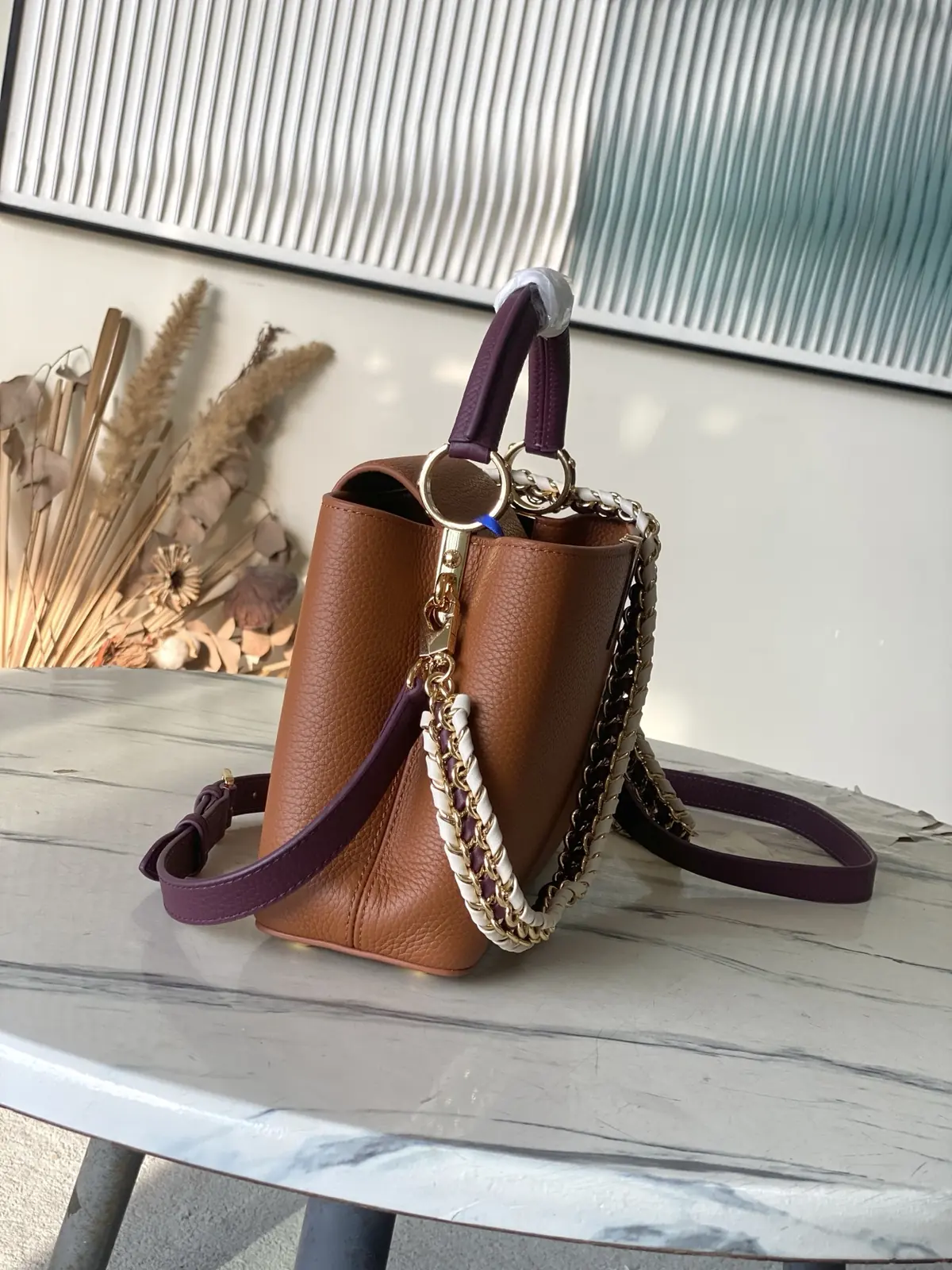 LV Style Brown Leather Top Handle Bag style reference detail image 2 from source 787652
