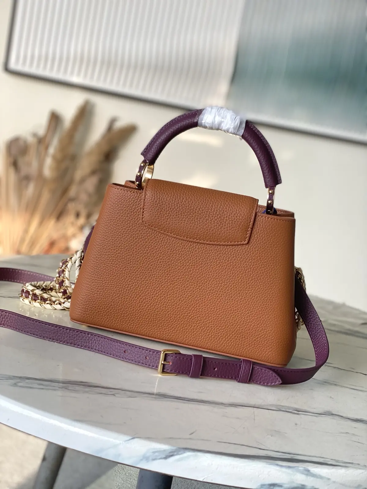 LV Style Brown Leather Top Handle Bag style reference detail image 3 from source 787652