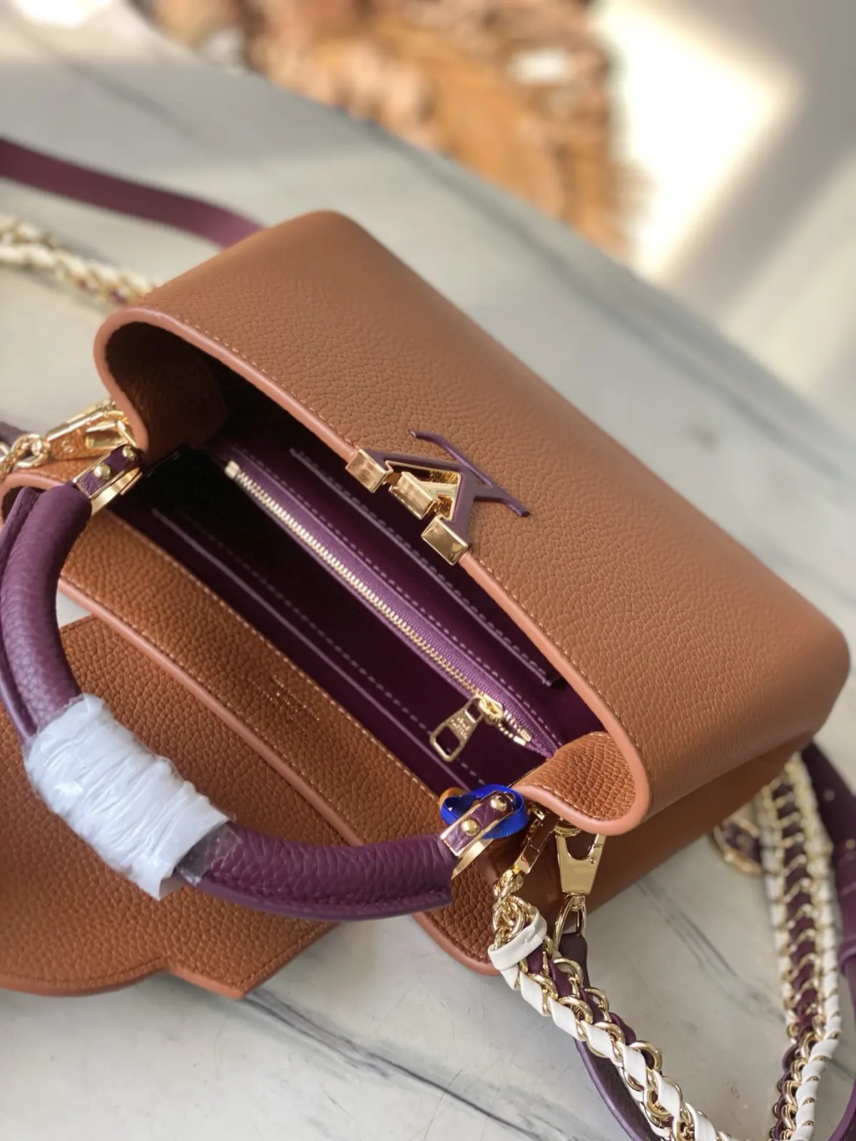 LV Style Brown Leather Top Handle Bag style reference detail image 8 from source 787652