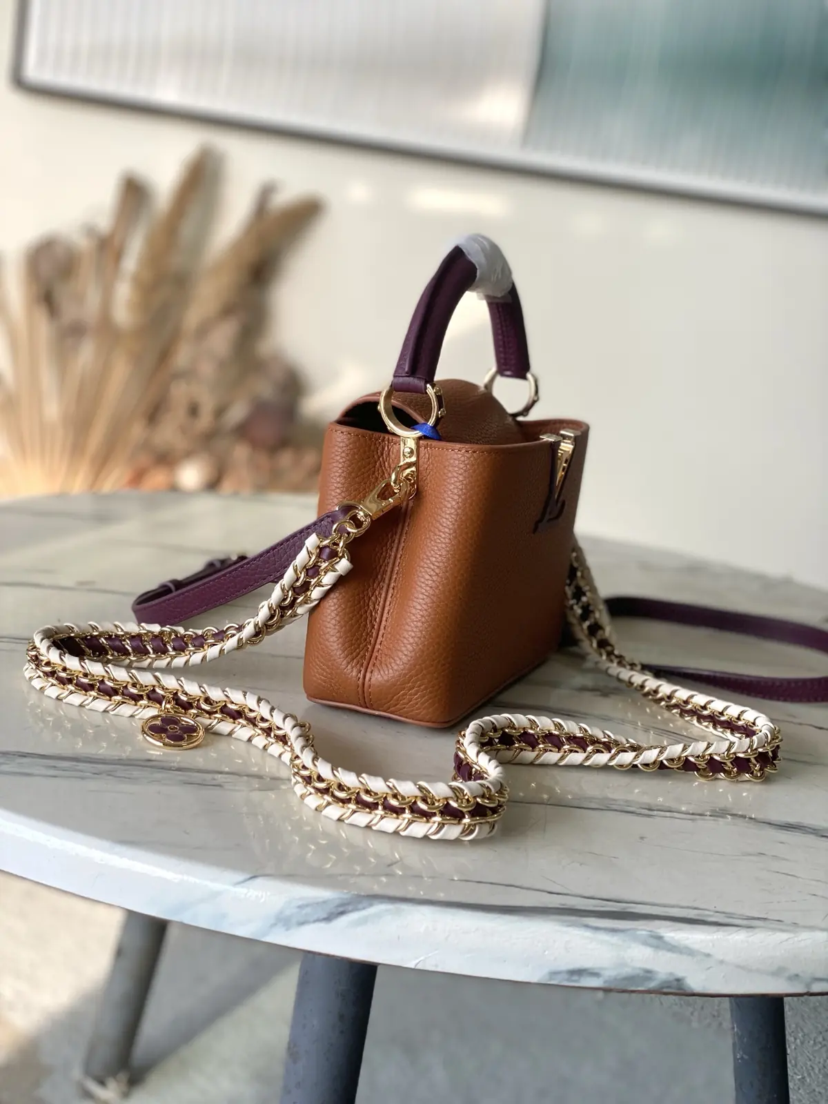 LV Style Brown Leather Top Handle Bag style reference detail image 2 from source 787653