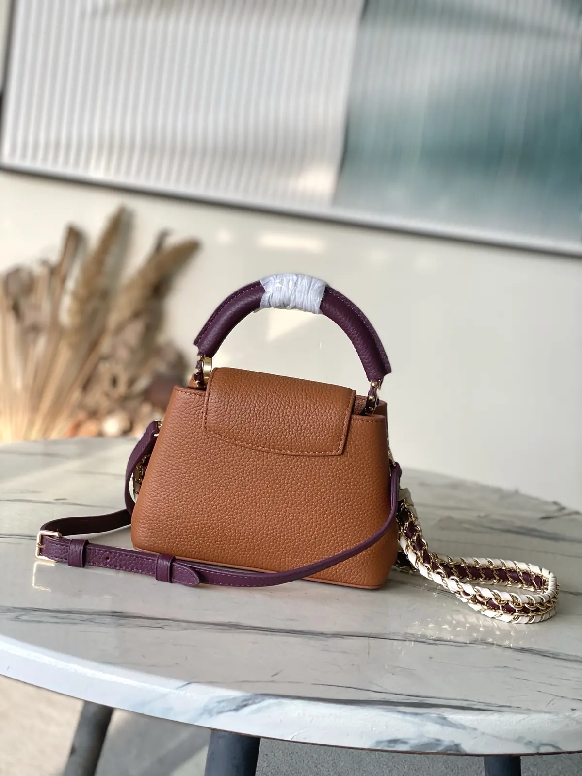 LV Style Brown Leather Top Handle Bag style reference detail image 3 from source 787653