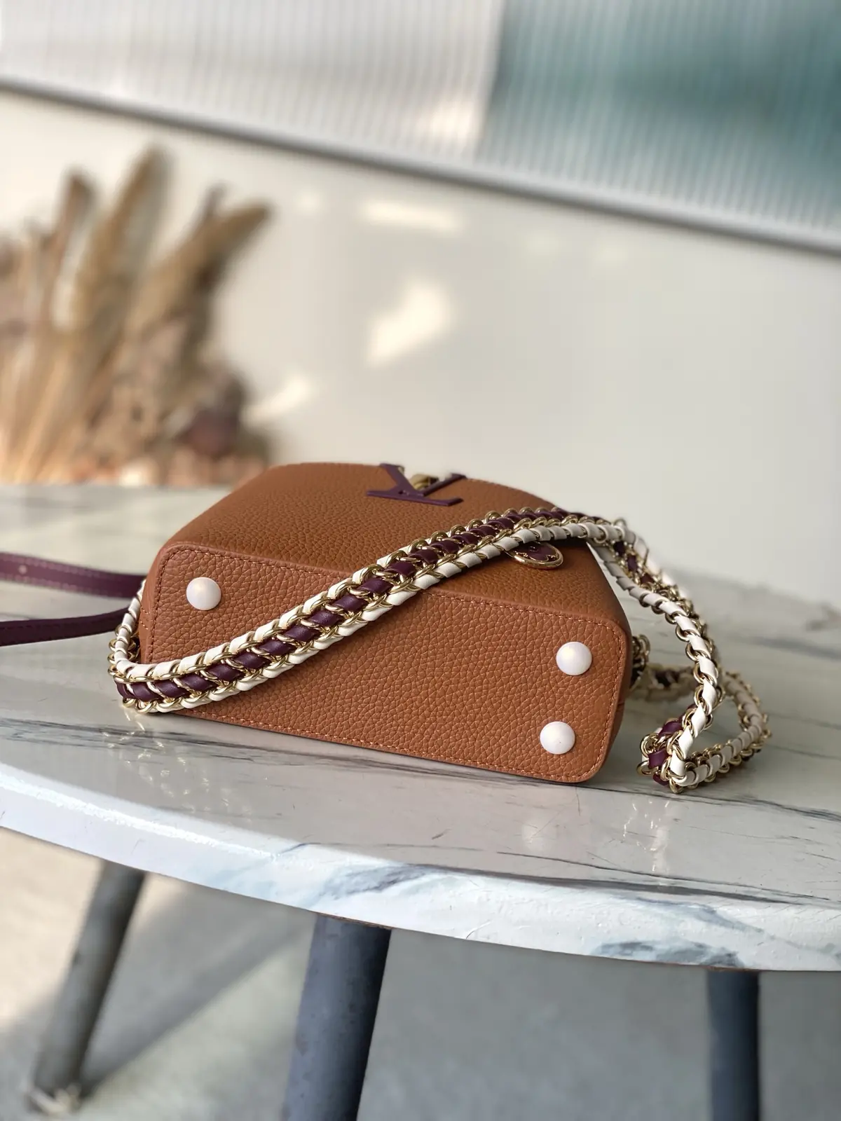 LV Style Brown Leather Top Handle Bag style reference detail image 4 from source 787653