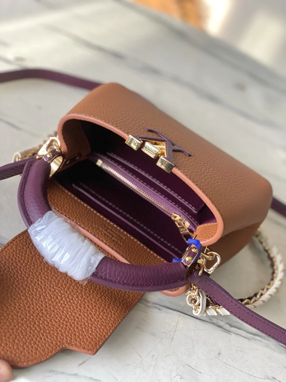 LV Style Brown Leather Top Handle Bag style reference detail image 8 from source 787653