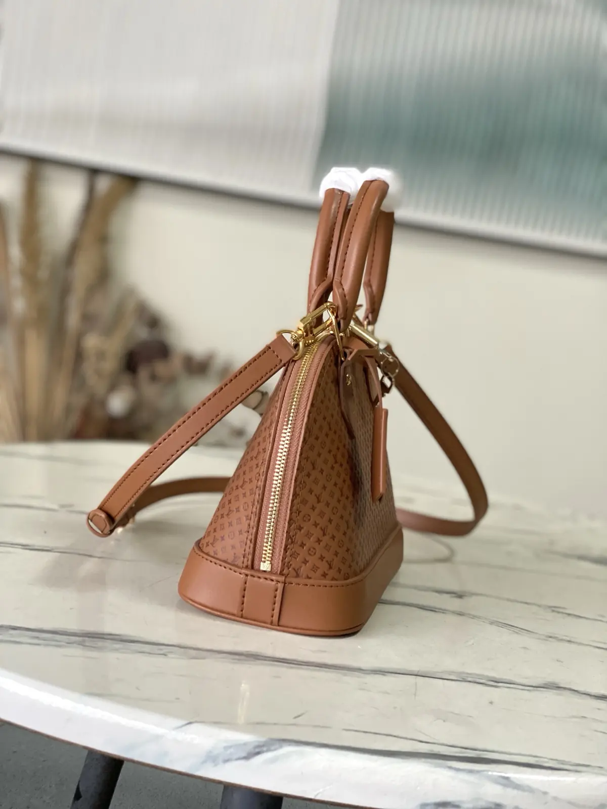 LV Style Brown Leather Top Handle Bag style reference detail image 2 from source 787678