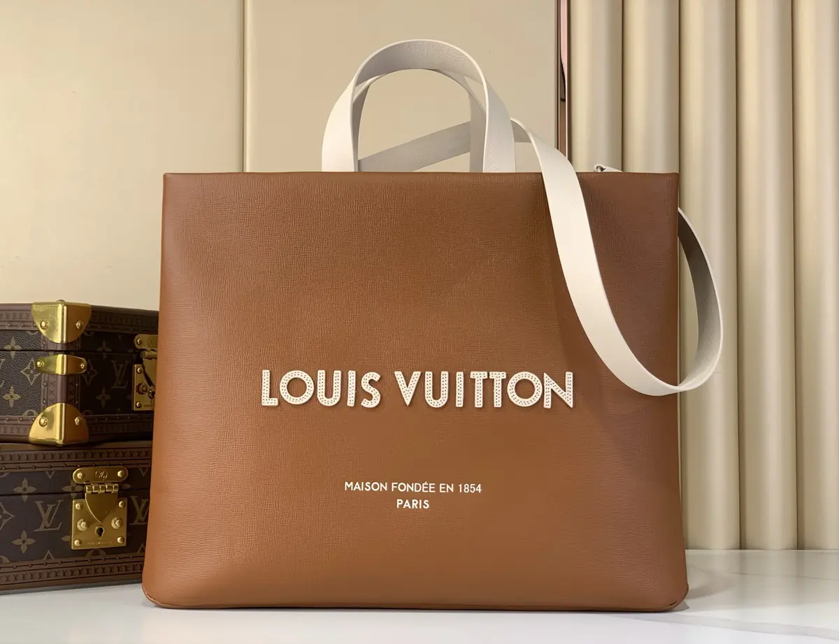LV Style Brown Leather Tote Bag Lookbook Reference image 1