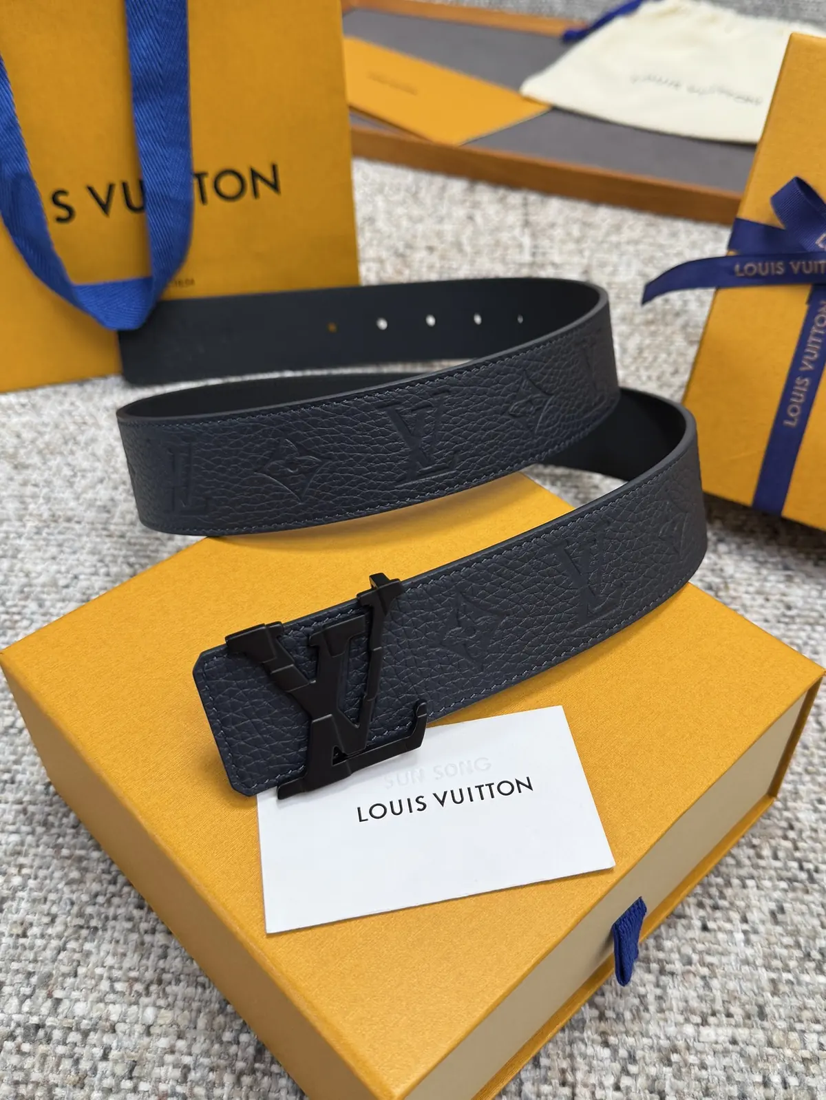 LV Style Gold Leather Men's Belt Lookbook Reference image 1
