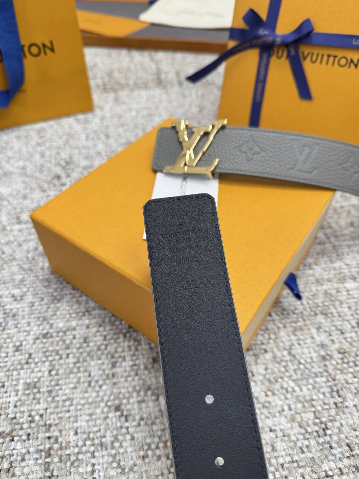 LV Style Gold Leather Men's Belt Lookbook Reference image 6