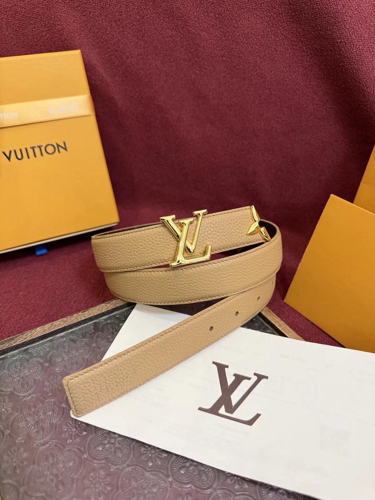 LV Style Gold Leather Women's Belt Lookbook Reference image 1