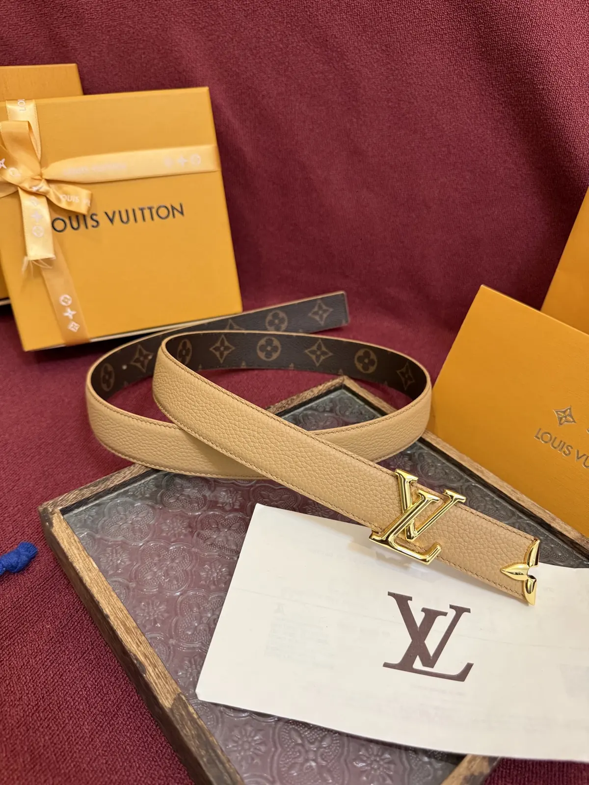 LV Style Gold Leather Women's Belt Lookbook Reference image 2