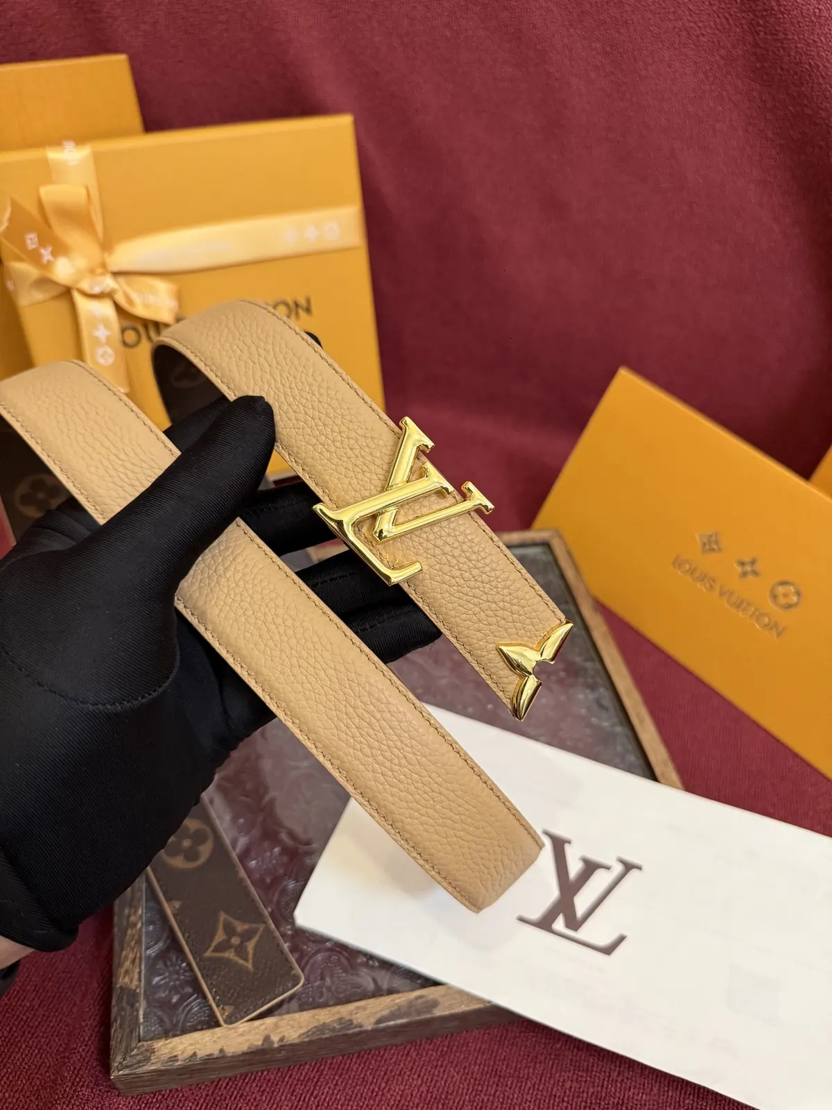 LV Style Gold Leather Women's Belt Lookbook Reference image 3