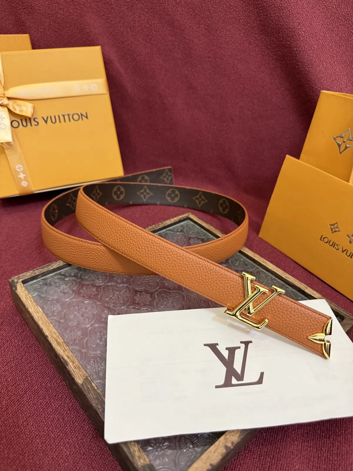 LV Style Gold Leather Women's Belt Lookbook Reference image 2