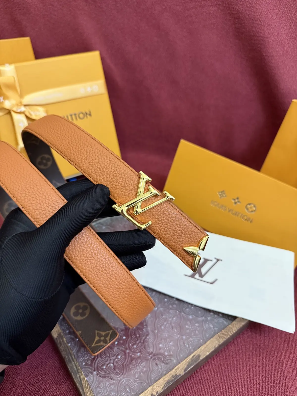 LV Style Gold Leather Women's Belt Lookbook Reference image 3