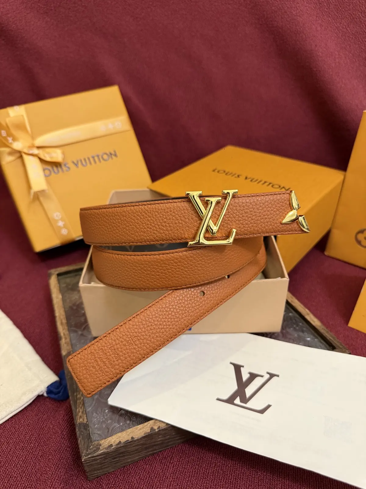 LV Style Gold Leather Women's Belt Lookbook Reference image 6