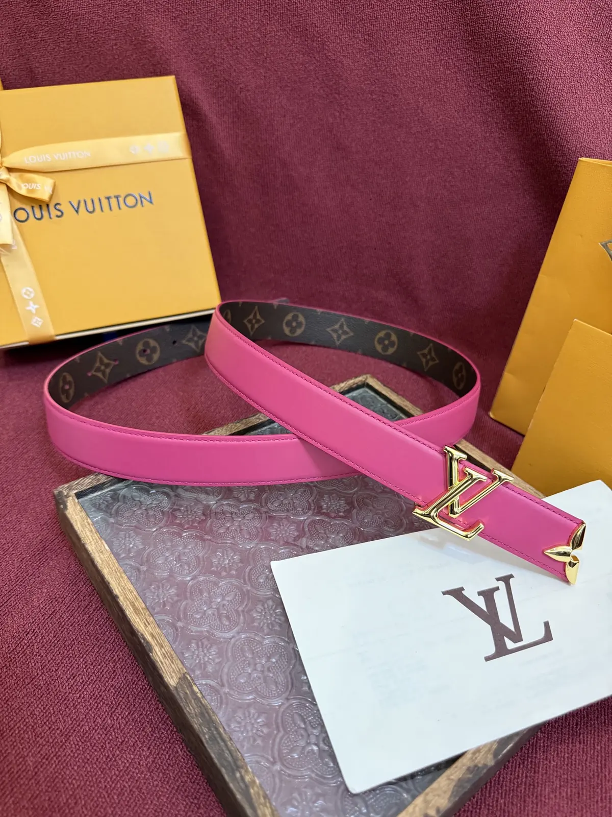 LV Style Gold Leather Women's Belt Lookbook Reference image 2