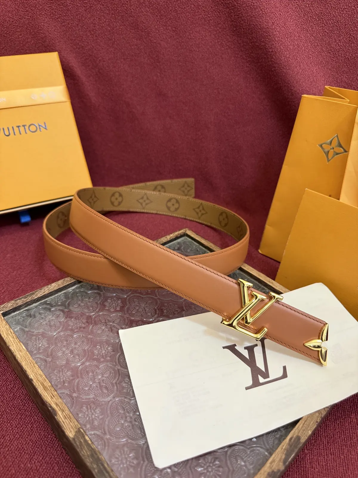 LV Style Gold Leather Women's Belt Lookbook Reference image 2